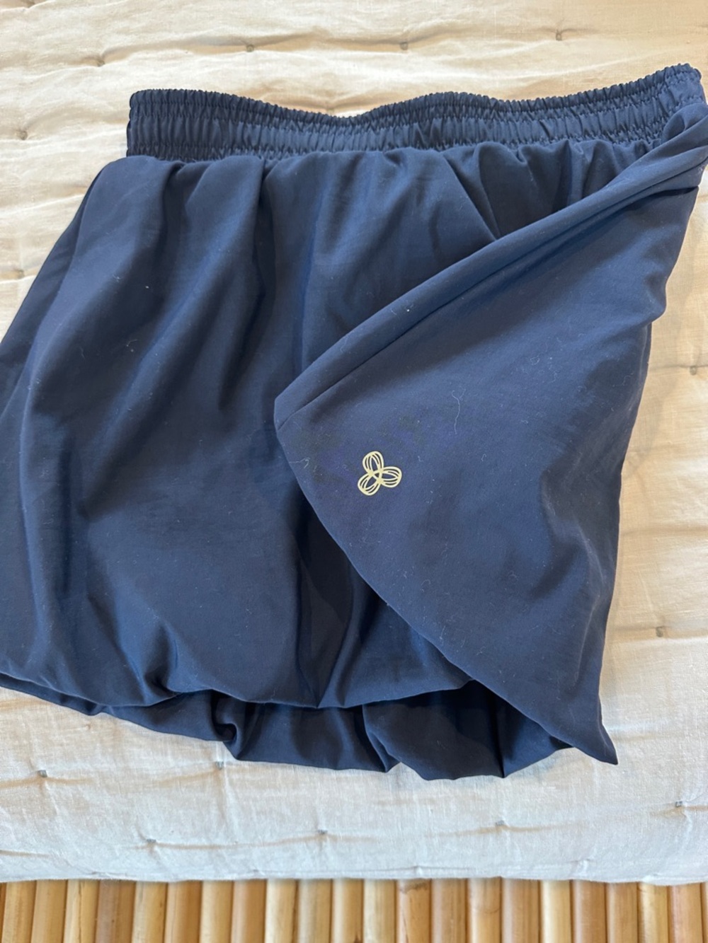 Aritzia Navy Circle Skater Skirt with Embroidered Logo